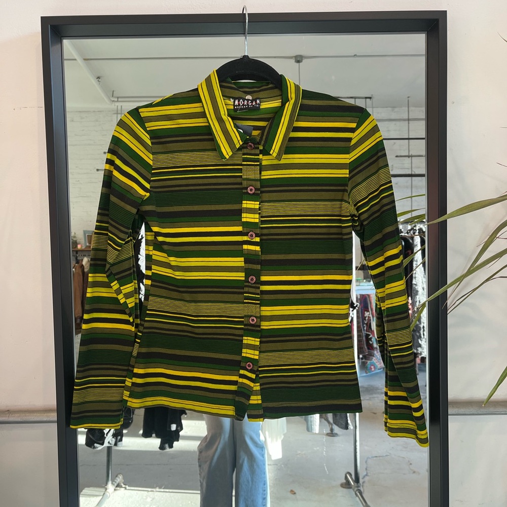 Vintage MORGAN DE TOI Stretchy Button Shirt striped sz S
